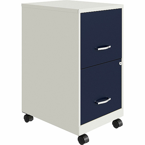 Hirsh Industries Hirsh SOHO File Cabinet for File - Mobility - White, Navy - 1 Each (25836)