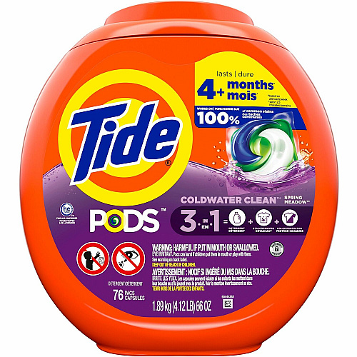 Tide Pods Laundry Detergent For Laundry, Washing Machine, Clothes, Clothing - Concentrate - Spring Meadow Scent - Phosphate-free - Orange - 76 / Pack (09166)
