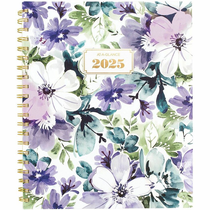 At-A-Glance Badge Floral Weekly/Monthly Planner Monthly, Weekly - 13 Month - January 2025 to January 2026 - Letter - 8 1/2" x 11" Sheet Size - Twin Wire - Multi - Poly Cover - Floral Design, Dated Planning Page, Bleed Resistant Paper, Goal Sett (1722F905)