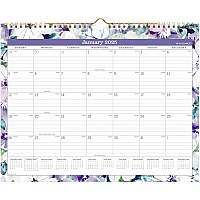 At-A-Glance Badge Monthly Wall Calendar Monthly - 12 Month - January - December - 1 Month Single Page Layout - 15" x 12" Sheet Size - 1.63" x 2" Block - Twin Wire - Wall Mount - MultiFloral Design, Hanging Loop, Sturdy, Event Planning Sheet, Bl (1722F707)