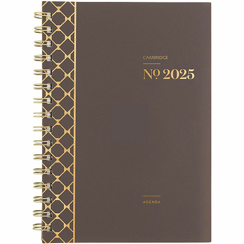 Cambridge WorkStyle Focus Planner Monthly, Weekly - 12 Month - January to December - 1 Week, 1 Month Double Page Layout - 5 1/2" x 8 1/2" Sheet Size - Twin Wire - Brown - Poly Cover - To-do List, Dated Planning Page, Unruled Daily Block, Durab (160620004)