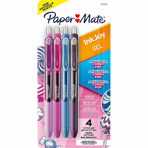 Paper Mate InkJoy Gel Pens 0.7 mm Pen Point - Retractable - Assorted Ink - Gel-based - 4 / Pack (2205629)