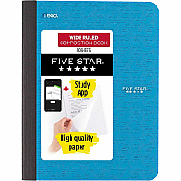 Mead Wide Ruled Composition Book 80 Sheets - Sewn - Wide Ruled Margin - 7 1/2" x 9 3/4" Sheet Size - Assorted Plastic Cover - Double Sided Sheet, Durable, Smooth, Snag Resistant - 1 Each (950033)