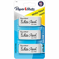 Paper Mate Latex-free White Pearl Eraser White - 3 / Pack - Latex-free, Smudge Resistant (2207845)
