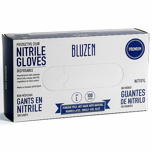 Remcoda Disposable Nitrile Gloves 3 mil Thickness - Large Size - Nitrile - Blue - Durable, Comfortable - 100 / Box (NIT101L)