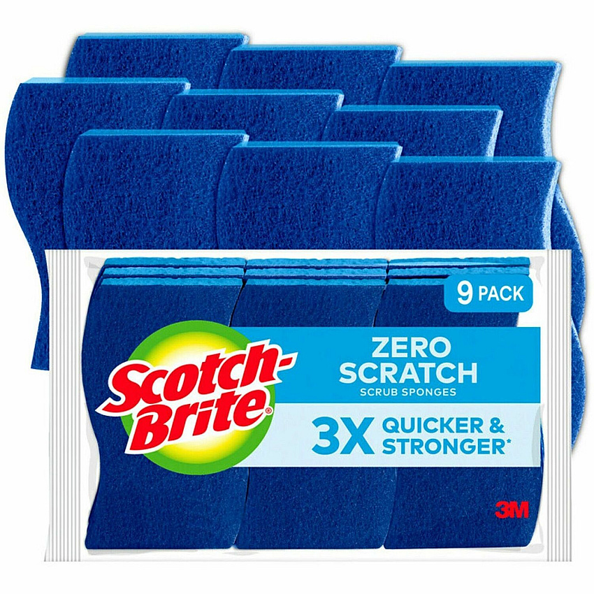 Scotch-Brite Non-Scratch Scrub Sponges 0.7" Height x 4.2" Width x 2.7" Depth - 9/Pack - 5 / Carton - Blue (5295CT)