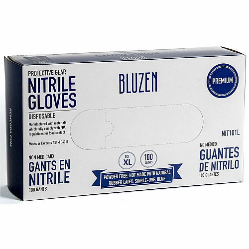 Remcoda Disposable Nitrile Gloves 3 mil Thickness - X-Large Size - Nitrile - Blue - Durable, Comfortable - 100 / Box (NIT101XL)