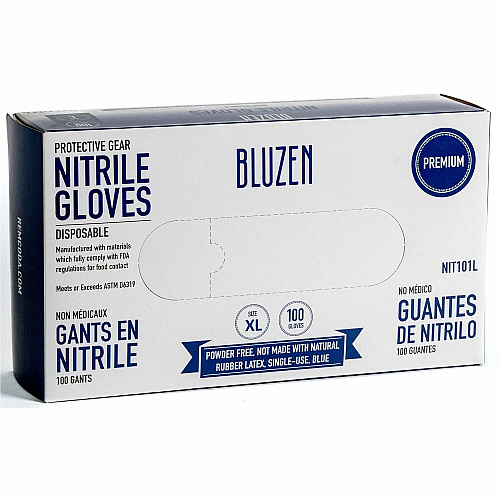 Remcoda Extra-Strength Nitrile Gloves 4 mil Thickness - Chemical Protection - X-Large Size - For Right/Left Hand - Nitrile - Blue - Durable, Comfortable, Extra Strength, Snug Fit, Chemical Resistant, Latex-free - 100 / Box (NIT103XL)