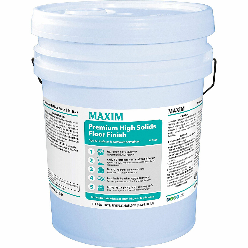 Midlab Premium High Solids Floor Finish For Floor - Ready-To-Use - 640 fl oz (20 quart) - Non-yellowing, Scuff Resistant - White - 1 Each (15250005)