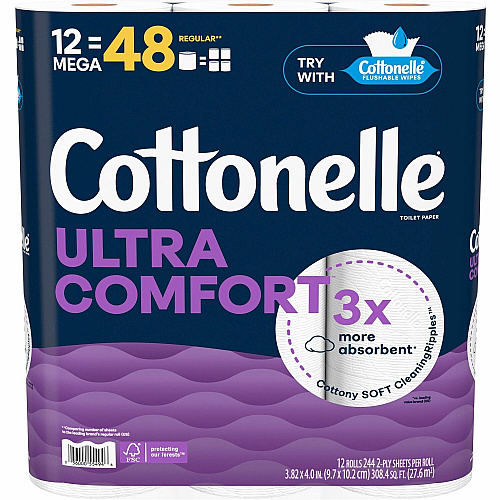 Kimberly-Clark Professional&reg; Ultra Comfort Toilet Paper 2 Ply, White, Paper, Fiber, 12 Rolls/Pack (55494)