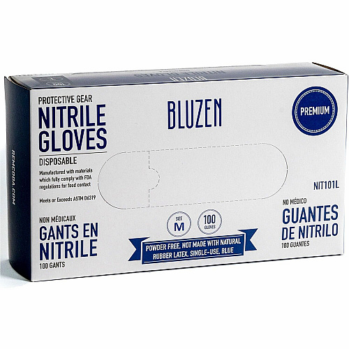 Remcoda Extra-Strength Nitrile Gloves 4 mil Thickness - Chemical Protection - Medium Size - For Right/Left Hand - Nitrile - Blue - Durable, Comfortable, Extra Strength, Snug Fit, Chemical Resistant, Latex-free - 100 / Box (NIT103M)