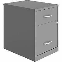 NuSparc File Cabinet 14.2" Width x 18" Depth x 19" Height - 2 x Drawer(s) for File, Box - Letter - Vertical - Locking Drawer, Glide Suspension - Silver - Baked Enamel - Steel - Recycled (VF218GASR)