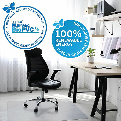 Ecotex Marvec BioPVC Chairmat Hard Floor - 60" Length x 46" Width - Polyvinyl Chloride (PVC) - Clear - 1 Each (NCCMFLFS0004)