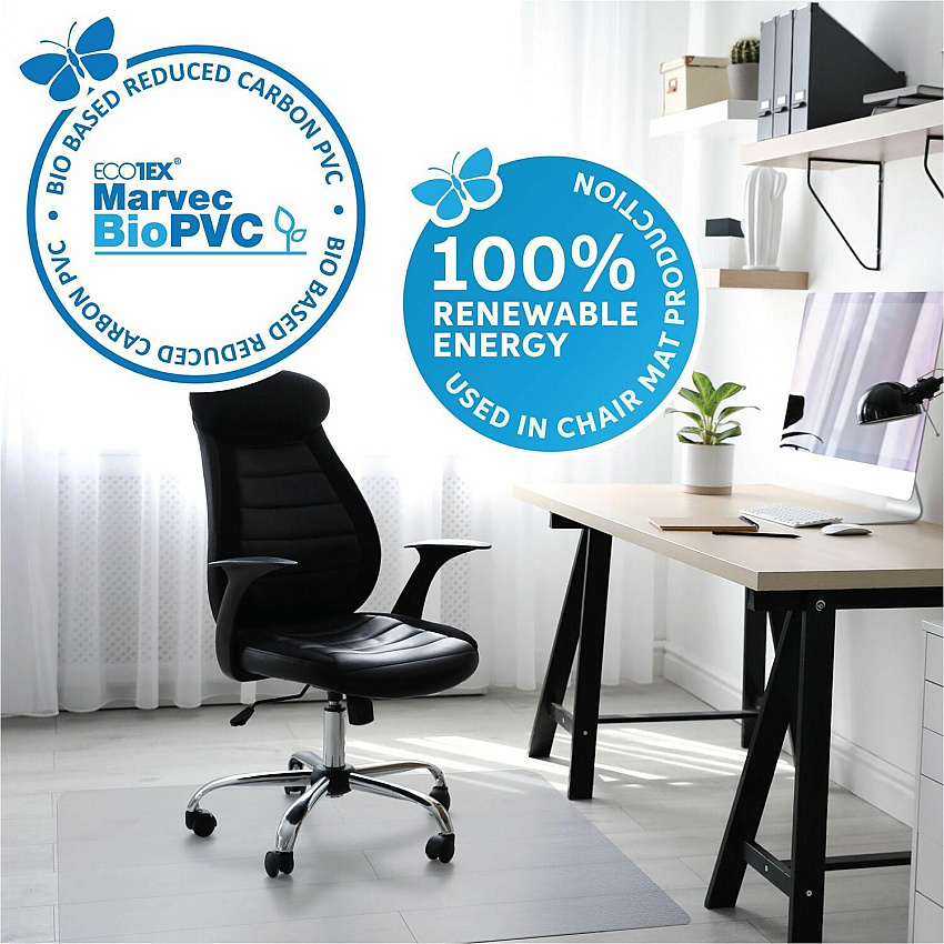 Ecotex Marvec BioPVC Chairmat Hard Floor - 60" Length x 46" Width - Polyvinyl Chloride (PVC) - Clear - 1 Each (NCCMFLFS0004)