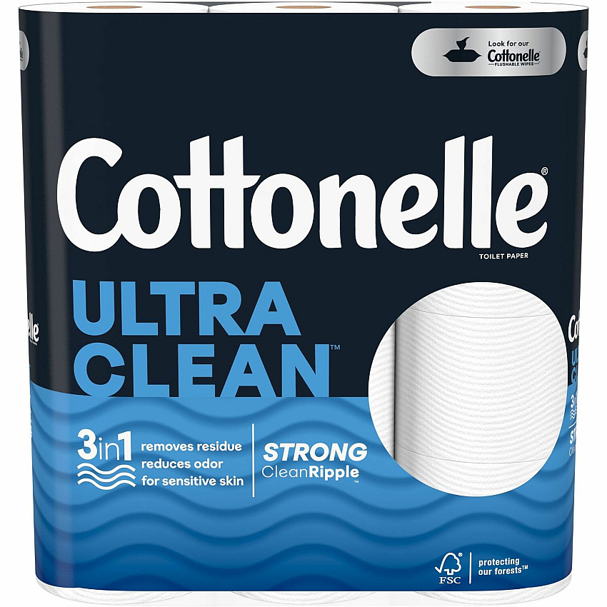Kimberly-Clark Professional&reg; Ultra Clean Toilet Paper 1 Ply, White, Paper, Fiber, 24 Rolls/Pack (55492)