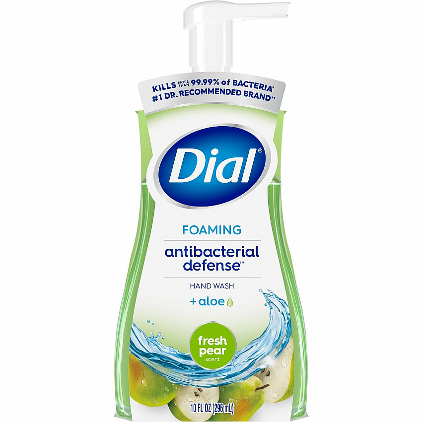 Dial Foaming Hand Wash Fresh Pear Scent - 10 fl oz - Pump Bottle Dispenser - Kill Germs - Hand, Skin - Green - 1 Each (34721)