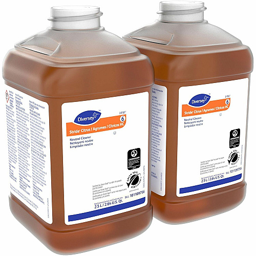 Diversey Care Stride Citrus Neutral Cleaner For Floor, Hard Surface, Multipurpose - Concentrate - Liquid - 84.5 fl oz (2.6 quart) - Citrus Scent - pH Neutral, Non Alkaline, Film-free, Easy to Use, Low Foaming, Kosher, Versatile, Rinse-free - O (101109756)