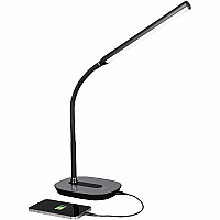 OttLite Strive LED Desk Lamp LED Bulb - Flexible Neck, ClearSun LED, Touch-activated, Adjustable Brightness, USB Charging, Adjustable Height - Desk Mountable - Black - for Tablet, Smartphone, Smart Watch, Headphone - 1 Each (CSN30G5W)