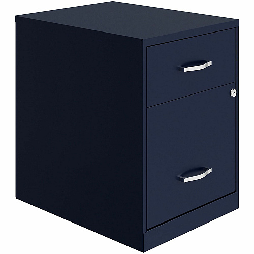 NuSparc File Cabinet 14.2" Width x 18" Depth x 19" Height - 2 x Drawer(s) for File, Box - Letter - Vertical - Locking Drawer, Glide Suspension - Navy - Baked Enamel - Steel - Recycled (VF218GANY)