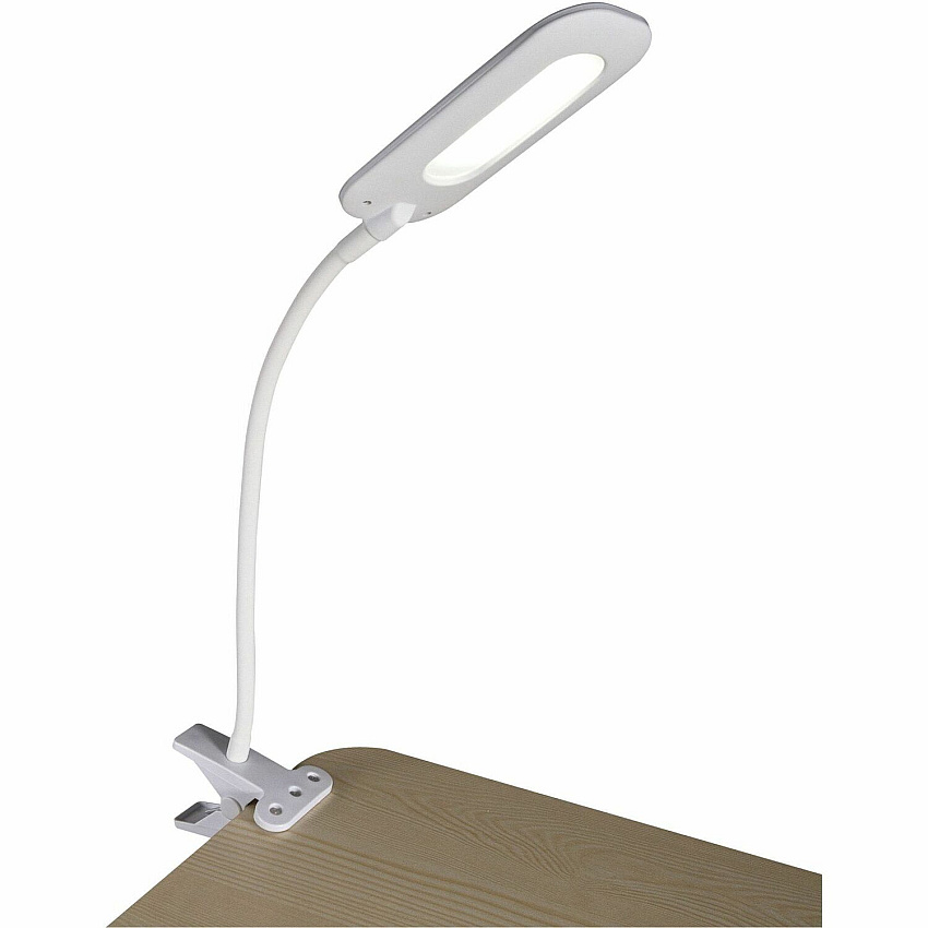OttLite Flexible Soft Touch LED Clip Lamp LED Bulb - Built-in Clip, Adjustable Neck, Flexible, Flexible Neck, ClearSun LED, Glare-free Light, Adjustable Brightness, Touch-activated, Adjustable Height - Desk Mountable - White - for Table, Bo (CSR7500CSHPR)
