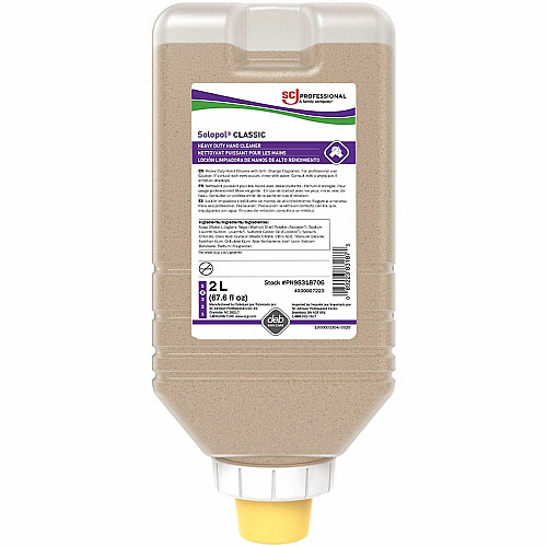 SC Johnson Solopol Classic Heavy-Duty Hand Cleaner 2.11 quart - Bottle Dispenser - Oil Remover, Grease Remover, Lacquer Remover, Carbon Remover, Lubricant Remover, Resin Remover - Hand - Beige - Heavy Duty, Solvent-free - 6 / Carton (PN98318706)