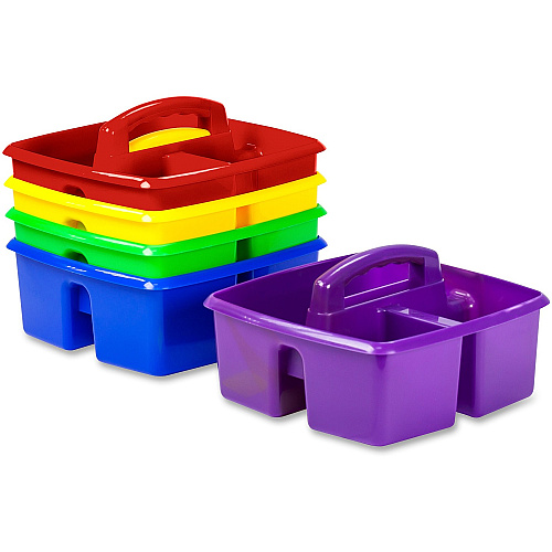 Storex Classroom Caddy 3 Compartment(s) - 5.25" Height x 9.25" Width x 9.25" Depth - Handle, Washable, Stackable, Impact Resistant, Dishwasher Safe, Durable - 50% Recycled - Blue - Plastic - 5 / Set (00941U06C)