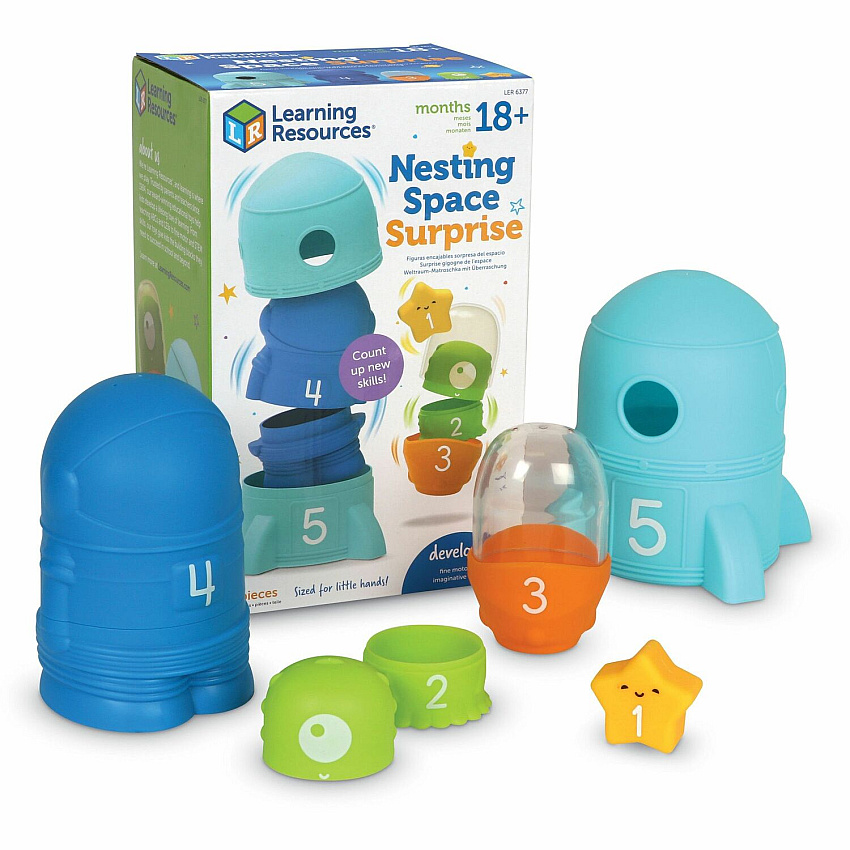 Learning Resources Nesting Space Surprise Theme/Subject: Fun - Skill Learning: Number Recognition, Alien, Stars, Fine Motor, Counting, Imagination, Exploration, Space - 9 Pieces - 18 Months & Up - 1 Each (LER6377)