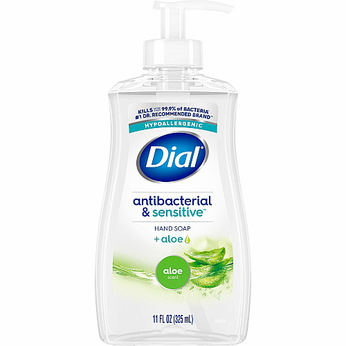 Dial Sensitive Skin Antibacterial Soap For Dry Skin - 11 fl oz - Pump Dispenser - Bacteria Remover - Hand, Commercial, Professional - Moisturizing - Antibacterial - Green - Recycled - Dye-free - 12 / Carton (20946CT)