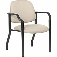 Boss Mid-back Guest Chair Mid Back - Four-legged Base - Black, Beige - Vinyl - 1 Each (9591AMBG)