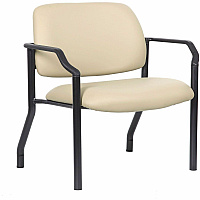 Boss Mid-back Guest Chair Mid Back - Four-legged Base - Black, Beige - Vinyl - Armrest - 1 Each (9591AMBG500)