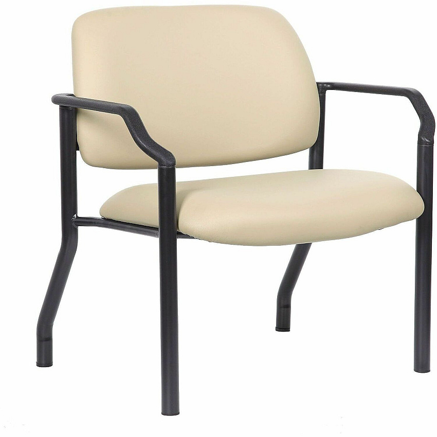 Boss Mid-back Guest Chair Mid Back - Four-legged Base - Black, Beige - Vinyl - Armrest - 1 Each (9591AMBG500)