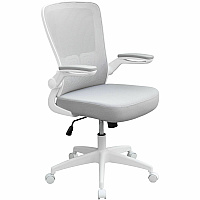Boss Flip Arm Mesh Back Task Chair Gray Seat Color - Foam, Fabric Seat Material - Mesh Back Material - White Frame Color - 5-star Base - Gray - Armrest - 1 Each (6366WTGY)