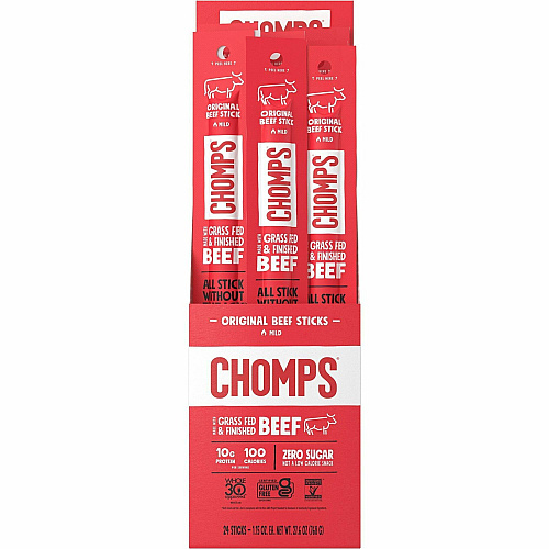 CHOMPS Chomplings Snack Sticks Gluten-free - Original Beef Jerky - 1.15 oz - 24 / Pack (CO24)