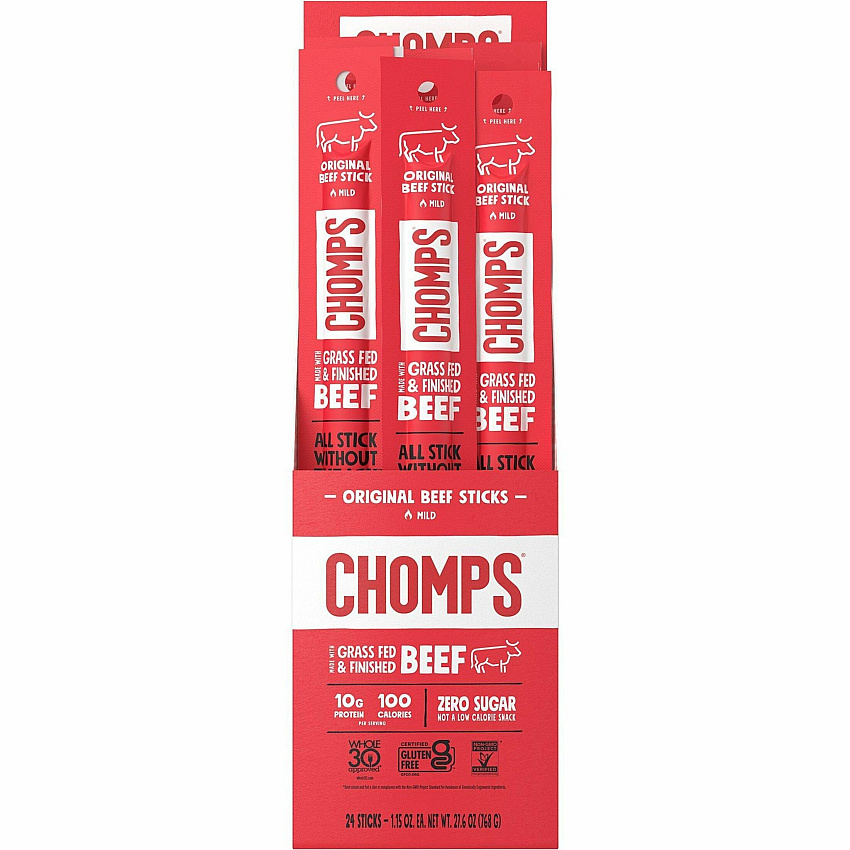 CHOMPS Chomplings Snack Sticks Gluten-free - Original Beef Jerky - 1.15 oz - 24 / Pack (CO24)