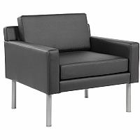 Boss Antimicrobial Vinyl Lounge Chair Four-legged Base - Black - Steel, Plastic, Vinyl, Poly Linen - Armrest - 1 Each (8001BK)