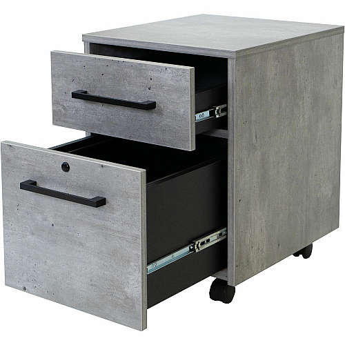 Martin Mason Concrete Laminate Unit 24" Height x 18" Width - Total Drawer(s): 2 - Material: Thermofused Laminate (TFL) - Finish: Concrete, Stone - Heavy Duty, Durable, Long Lasting, Lockable Drawer, Security Lock, Storage Drawer, Ball Bearing S (IMMN202C)