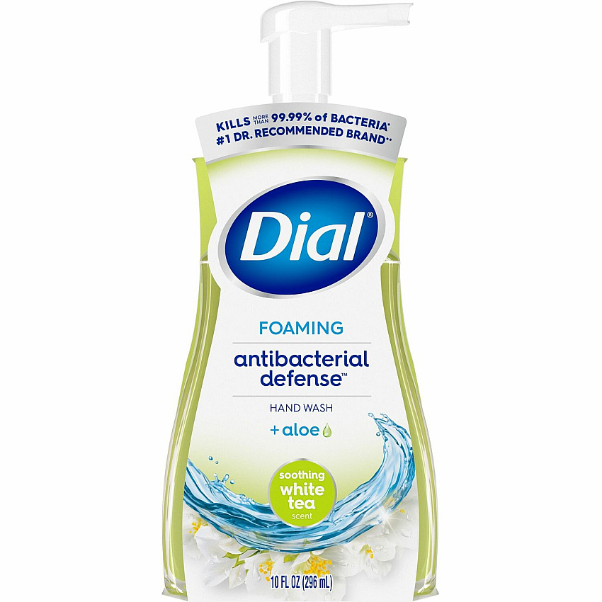 Dial Complete Foam Hand Wash Pump White Tea Scent - 10 fl oz - Pump Dispenser - Bacteria Remover, Kill Germs - Hand, Bathroom, Kitchen - Moisturizing - Antibacterial - Clear - 8 / Carton (34733CT)