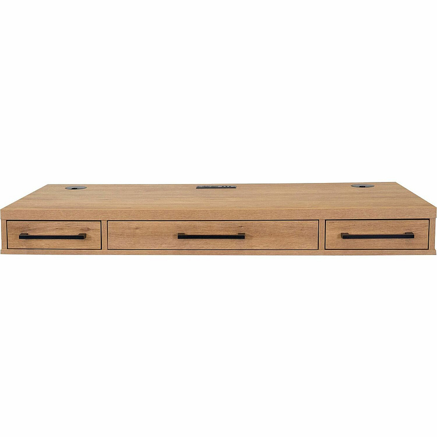 Martin Mason Concrete Laminate Unit x 60" Width x 24" Depth - Total Drawer(s): 3 - Finish: Monarca Natural, Wood - AC Power Outlet - For Office Supplies - 1 Each (IMMN384TM)