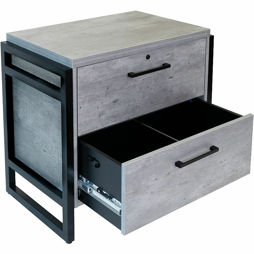 Martin Mason Concrete Laminate Unit 31" Height x 34" Width x 21" Depth - Total Drawer(s): 2 - Material: Thermofused Laminate (TFL) - Finish: Concrete, Stone - Durable, Long Lasting, Lockable Drawer - For Storage, Document - 1 Each (IMMN450C)