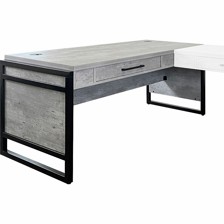 Martin Mason Concrete Laminate Unit L-shaped - 31" Height x 60" Width x 30" Depth - Total Drawer(s): 1 - Material: Laminate - Finish: Stone, Concrete - Grommet - 1 Each (IMMN386RC)