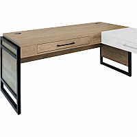 Martin Mason Monarca Laminate Unit L-shaped - 31" Height x 60" Width x 30" Depth - Total Drawer(s): 1 - Material: Laminate - Finish: Wood, Monarca Natural - Grommet - 1 Each (IMMN386RM)