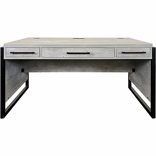 Martin Mason Concrete Laminate Unit 31" Height x 60" Width x 30" Depth - Total Drawer(s): 3 - Material: Thermofused Laminate (TFL) - Finish: Concrete, Stone - Storage Drawer, Center Drawer, Cable Management, Grommet, Durable, Long Lasting, AC P (IMMN384C)