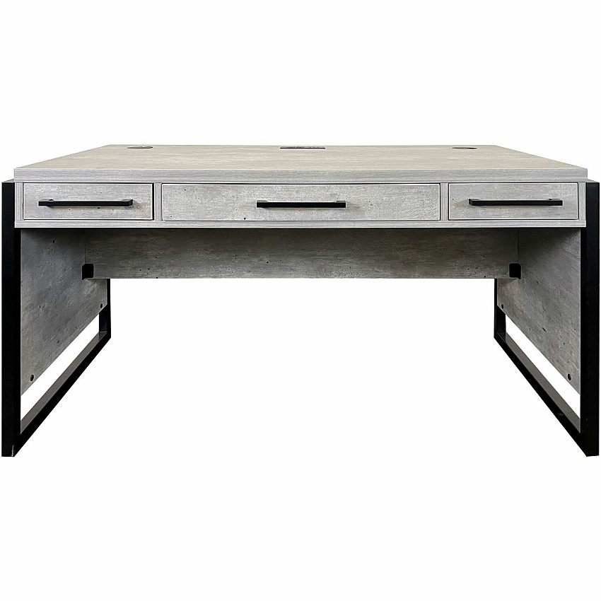 Martin Mason Concrete Laminate Unit 31" Height x 60" Width x 30" Depth - Total Drawer(s): 3 - Material: Thermofused Laminate (TFL) - Finish: Concrete, Stone - Storage Drawer, Center Drawer, Cable Management, Grommet, Durable, Long Lasting, AC P (IMMN384C)
