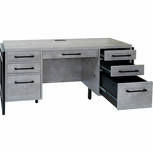 Martin Mason Concrete Laminate Unit 31" Height x 66" Width x 21" Depth - Total Drawer(s): 7 - Material: Thermofused Laminate (TFL) - Finish: Concrete, Stone - Center Drawer, Storage Drawer, Heavy Duty, Ball Bearing Slide, Durable, Long Lasting, (IMMN689C)
