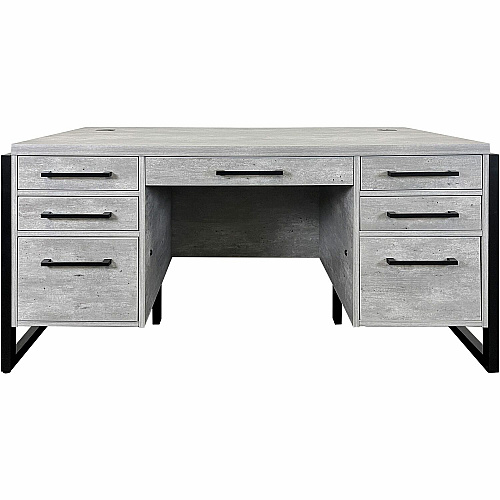 Martin Mason Concrete Laminate Unit 31" Height x 66" Width x 30" Depth - Total Drawer(s): 7 - Double Pedestal - Material: Thermofused Laminate (TFL) - Finish: Concrete, Stone - Center Drawer, Storage Drawer, Cable Management, Grommet, Heavy Dut (IMMN680C)