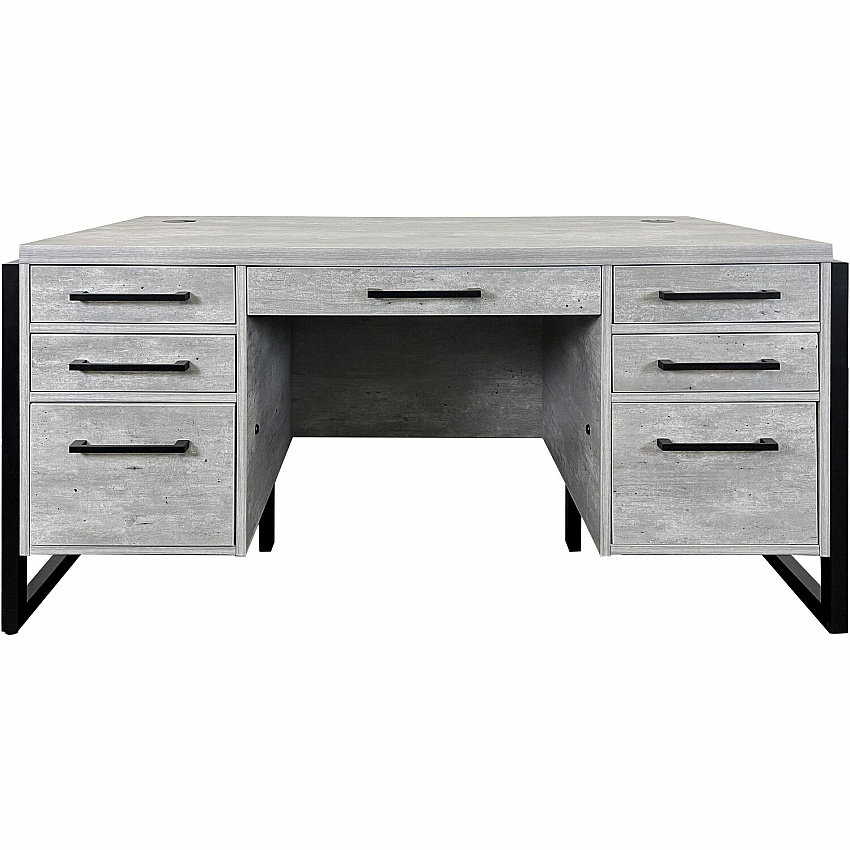 Martin Mason Concrete Laminate Unit 31" Height x 66" Width x 30" Depth - Total Drawer(s): 7 - Double Pedestal - Material: Thermofused Laminate (TFL) - Finish: Concrete, Stone - Center Drawer, Storage Drawer, Cable Management, Grommet, Heavy Dut (IMMN680C)