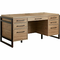Martin Mason Concrete Laminate Unit 31" Height x 66" Width x 30" Depth - Total Drawer(s): 7 - Double Pedestal - Material: Thermofused Laminate (TFL) - Finish: Monarca Natural, Wood - Center Drawer, Storage Drawer, Cable Management, Grommet, Hea (IMMN680M)