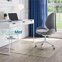 Deflecto OceanMat Chairmat Hard Floor, Wood Floor, Tile Floor, Laminate Floor, Floor, Commercial53" Width x 45" Depth - Lip Size 12" Length x 25" Width - Lipped - Plastic, Polyethylene Terephthalate (PET) - Clear - 1 / Each (CM2G232OCB)