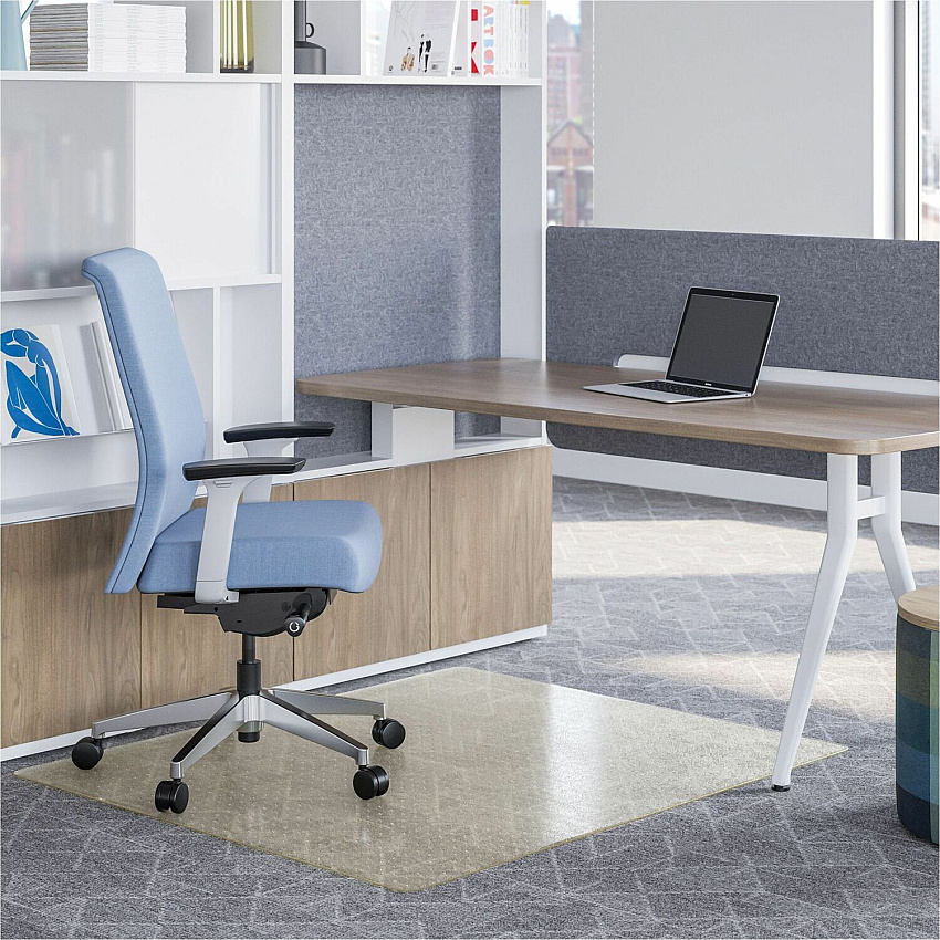 Deflecto OceanMat Chairmat Low Pile, Commercial, Carpeted Floor, Chair - 60" Width x 46" Depth - Rectangular - Plastic, Polyethylene Terephthalate (PET) - Clear - 1 / Each (CM1K442FOCB)