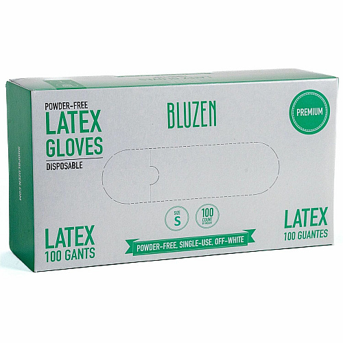 BLUZEN Powder-Free Latex Gloves 4 mil Thickness - Small Size - Latex - Off White - Comfortable - For Healthcare, General Purpose - 100/Box - 10 / Carton (LAT101SCT)